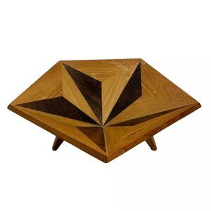 1960s MCM Decorative Marquetry Space Age Danish Tripod Wood Bowl Catchall